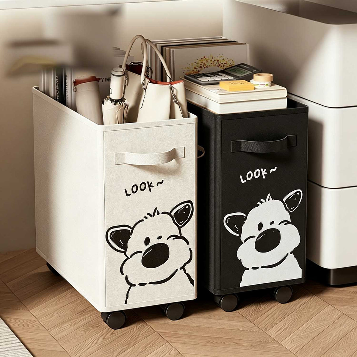Rolling Oxford Fabric Storage Bin (set of 2)